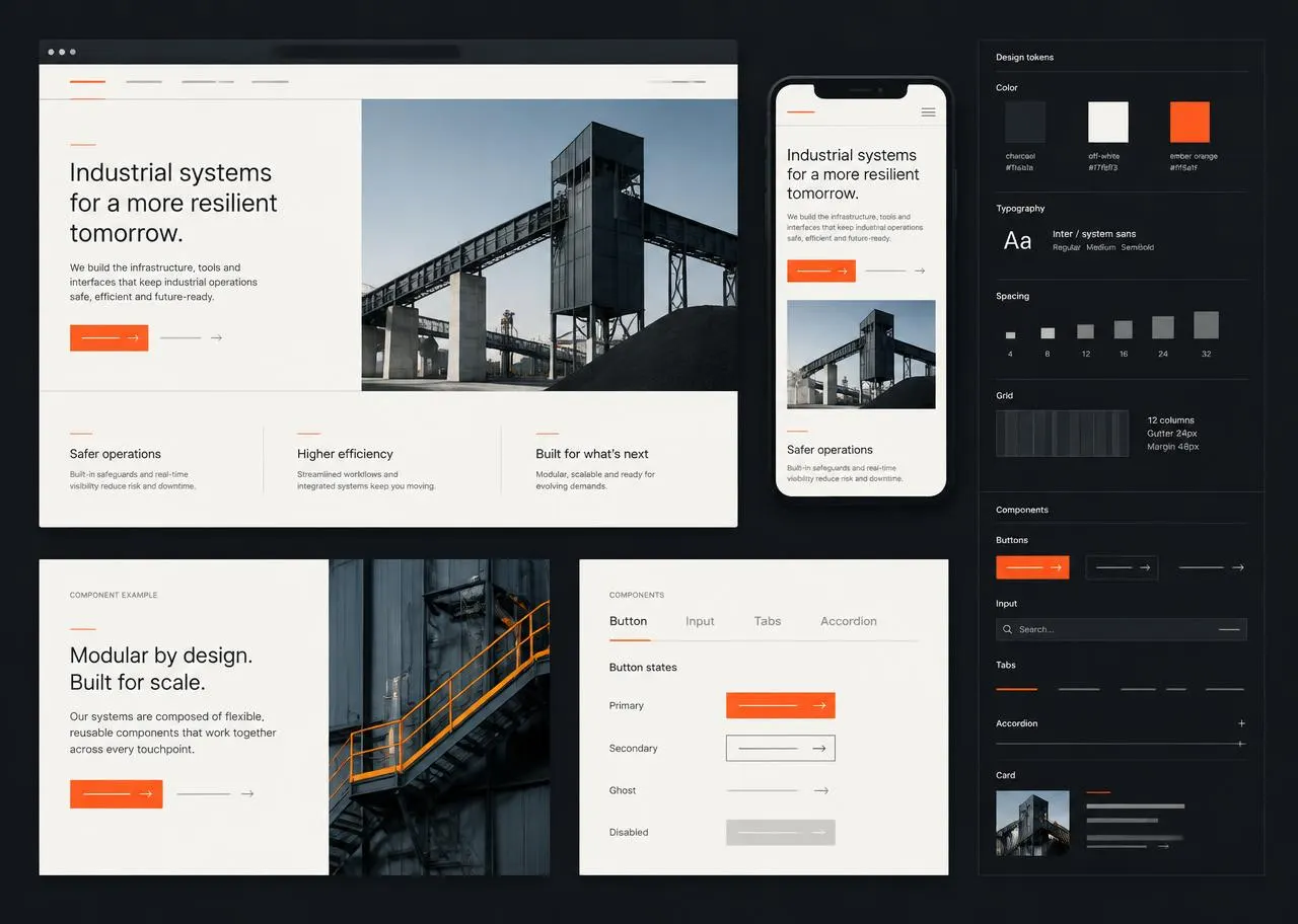 Generic industrial website and shared design system
