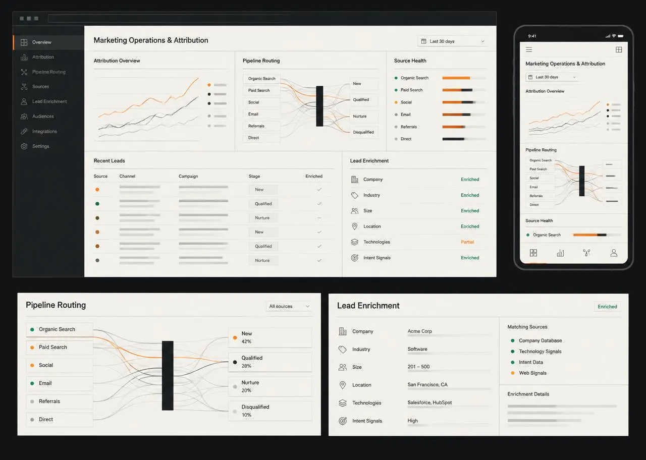Generic marketing operations and attribution dashboard
