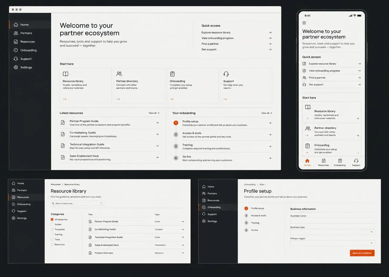 Generic partner portal dashboard and resource library