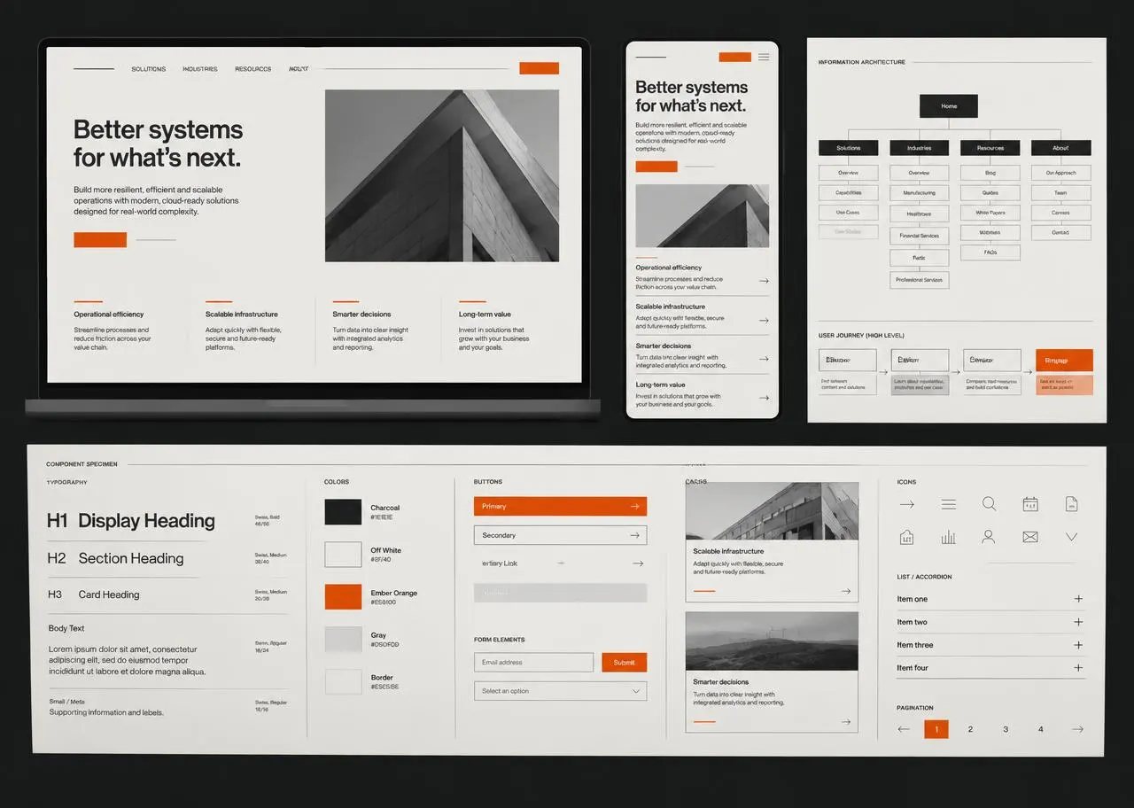 Generic website redesign with information architecture and components